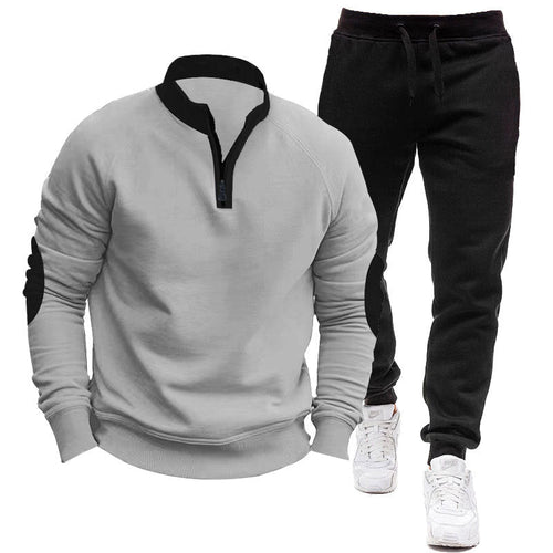Herren Sportliches Hoodie- und Jogginganzug-Set mit kontrastierenden Ärmelakzenten