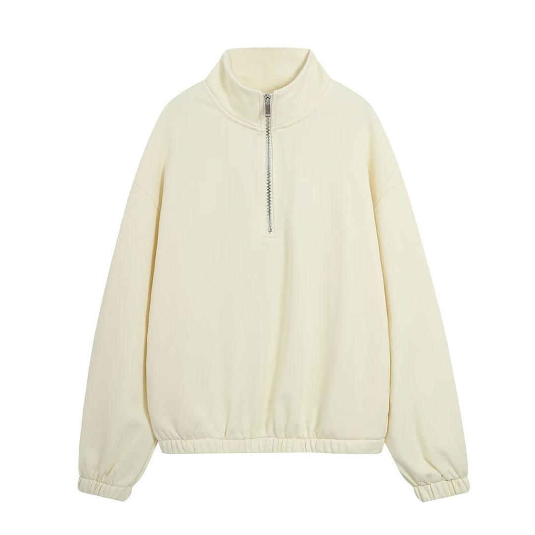 Damen Oversize Pullover mit Halbzip‑Stehkragen, elastischem Saum und überschnittenen Ärmeln Shop Nory