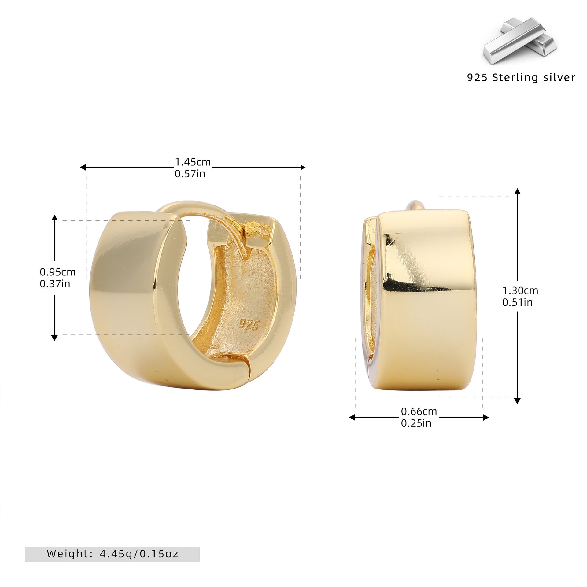 Damen Creolen mit modernem, quadratischem Design aus 925 Sterlingsilber Shop Nory