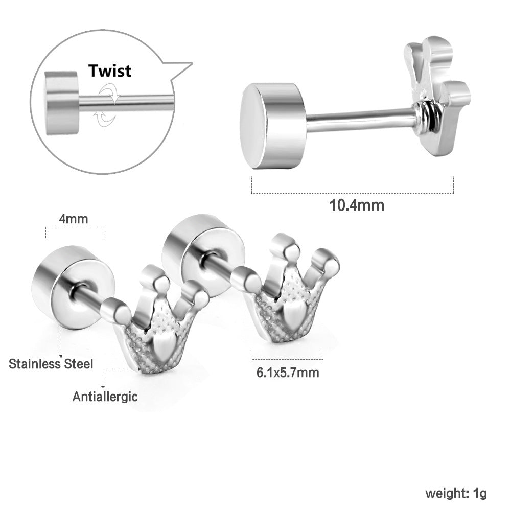 Damen Edelstahl Ohrstecker im königlichen Krone-Design Shop Nory