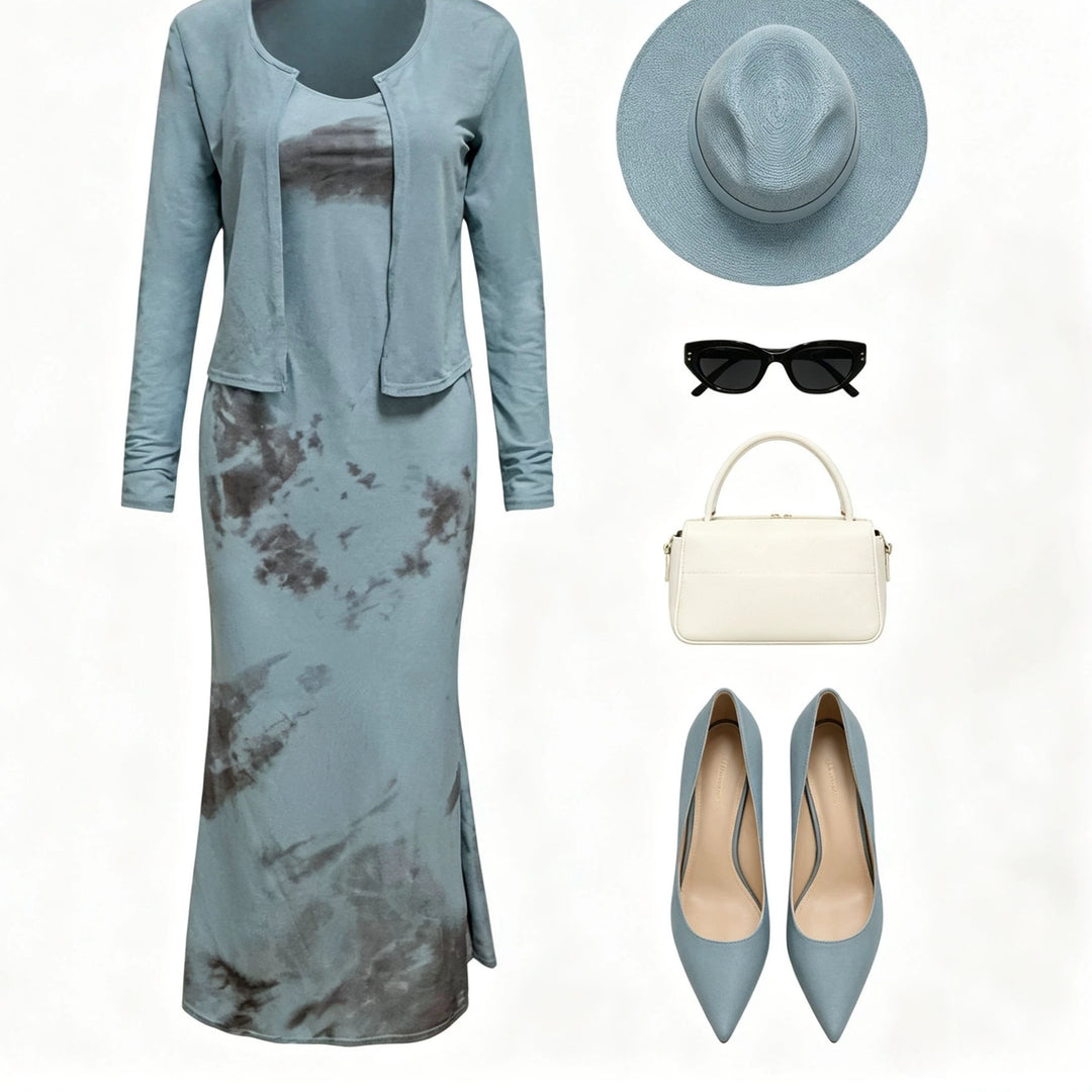 Damen Midikleid-Set mit Kurzcardigan und figurumschmeichelnder Silhouette Shop Nory