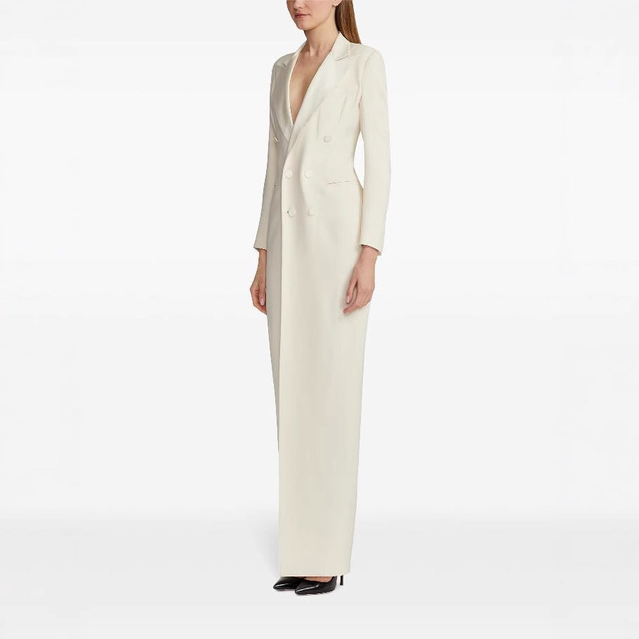 Damen Lange Smokingsakko-Kleid mit tailliertem Schnitt und Beinschlitz Shop Nory