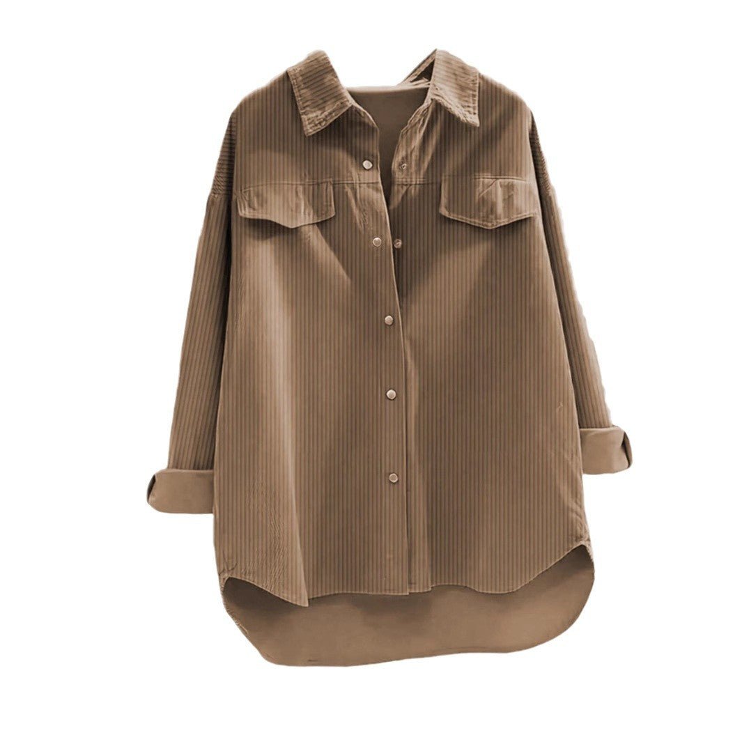 Damen Oversize-Cordhemd mit Brusttaschen & abgerundetem Saum Shop Nory