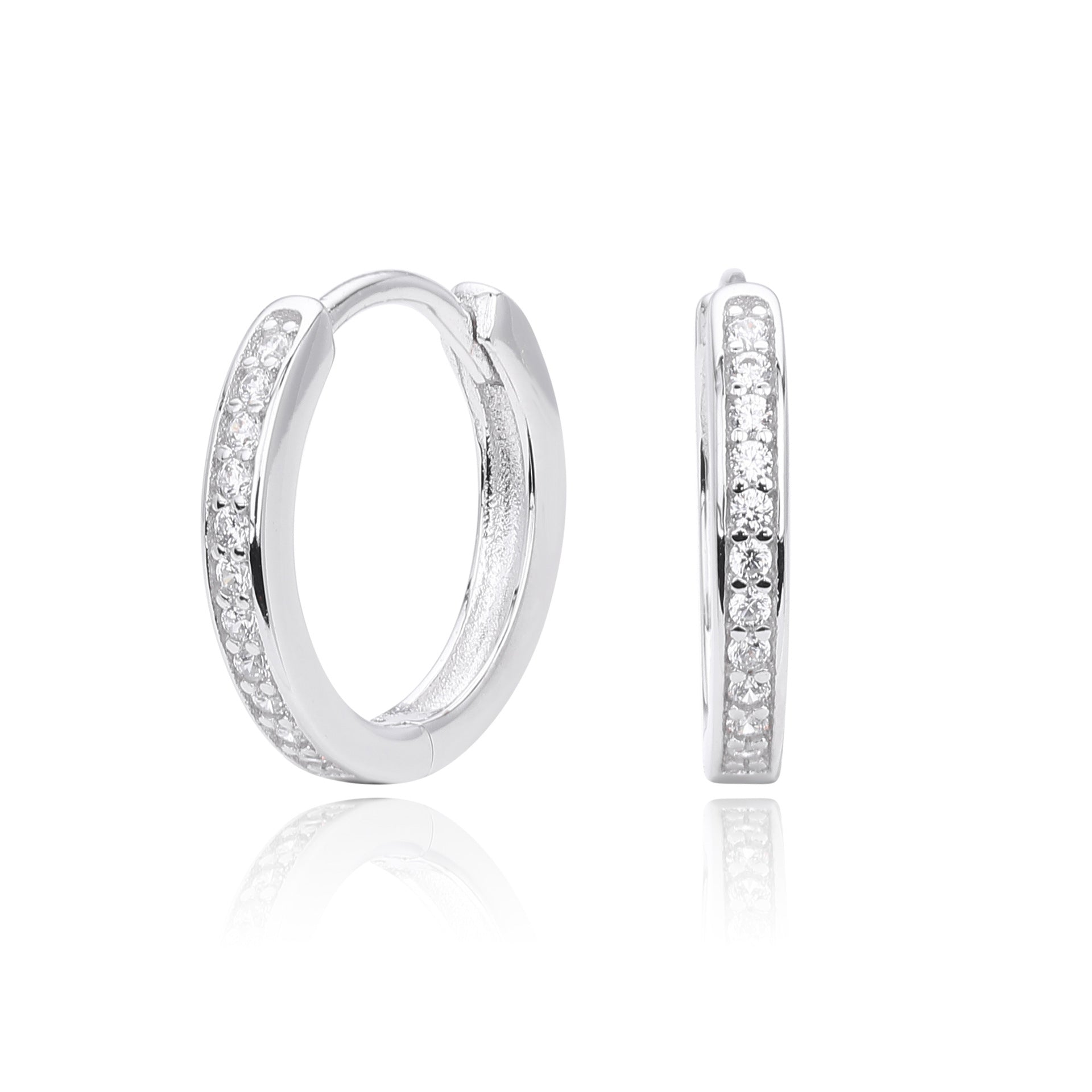 Damen Ohrcreolen aus hochwertigem 925 Sterlingsilber mit funkelndem Zirkonbesatz Shop Nory