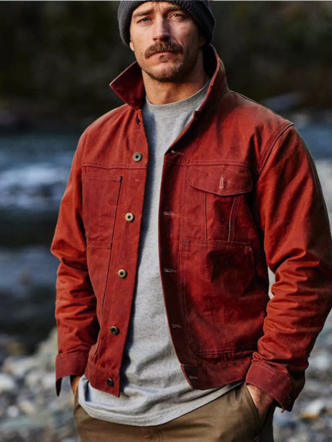 Herren leichte Utility-Jacke mit praktischen Taschen und stylischem Stehkragen