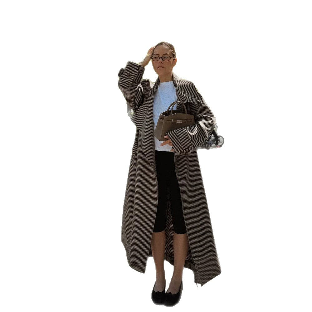 Damen Oversize Mantel im Glencheck mit weitem Revers und fallender Schulterpartie Shop Nory