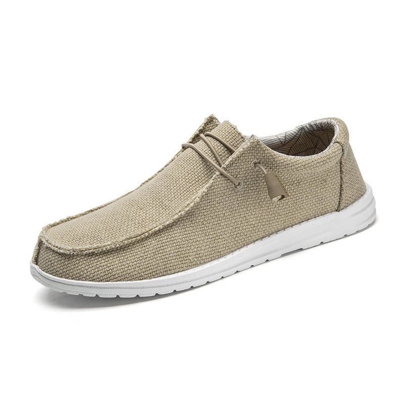 Herren Legerer Canvas-Mokassin-Slipper mit geflochtener Schnürung und gefleckter EVA-Sohle Shopy Nory