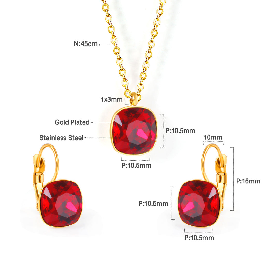 Damen Schmuckset mit exquisiten rosa Kristallen Shop Nory