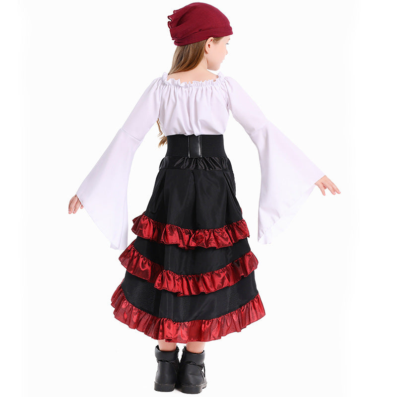 Mädchen Piratinnen-Kostüm mit Rüschenrock und detailverliebtem Oberteil Shop Nory
