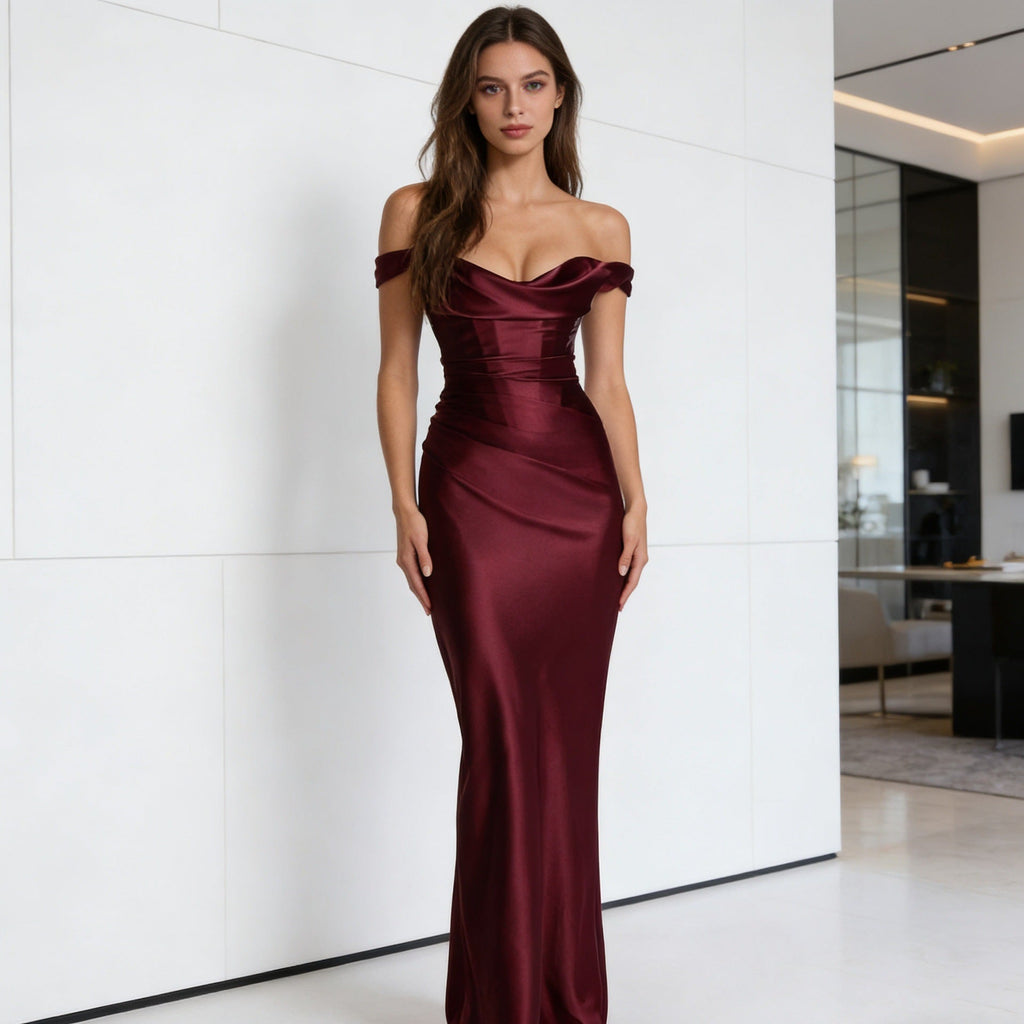 Damen Elegantes Abendkleid mit luxuriösem Drapierungsdetail und figurbetontem Schnitt Shopnory