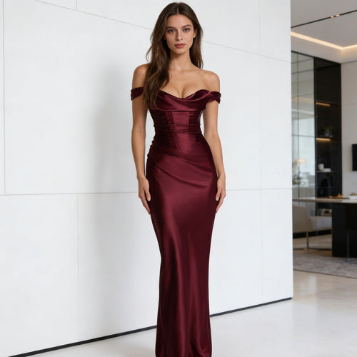Damen Elegantes Abendkleid mit luxuriösem Drapierungsdetail und figurbetontem Schnitt Shopnory