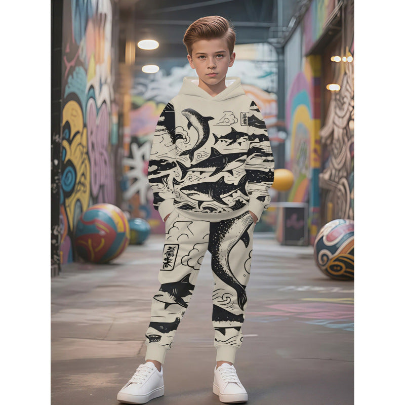 Unisex Kinder Jogginganzug mit Kapuzenpullover und detailreichem Auto-Print Shop Nory