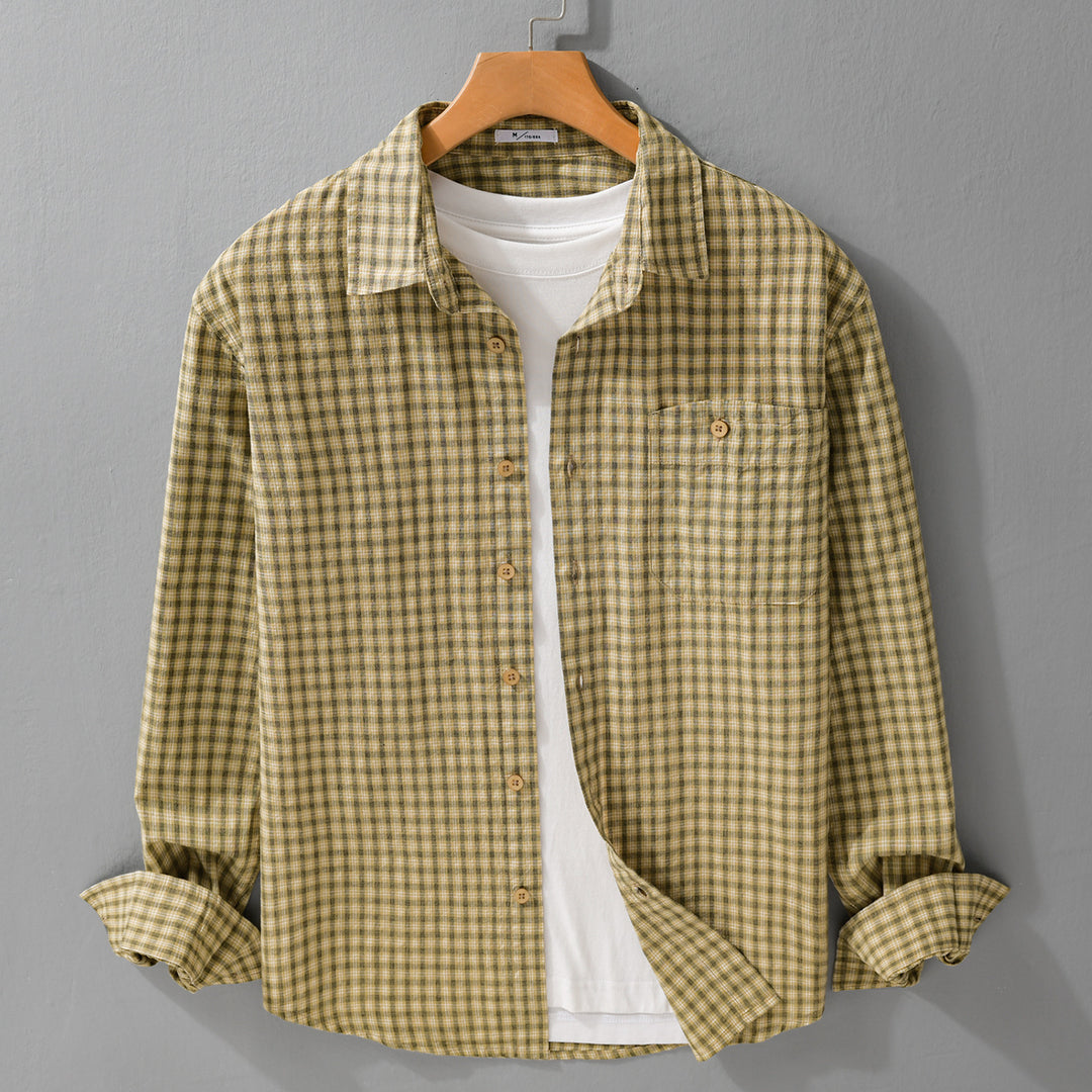 Herren Feines Karomuster-Layering-Hemd aus Baumwollpopeline mit Brusttasche und relaxed Saum Shop Nory