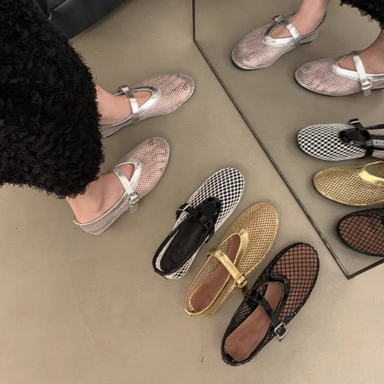 Damen Mesh-Slipper mit verstellbarem Riemen