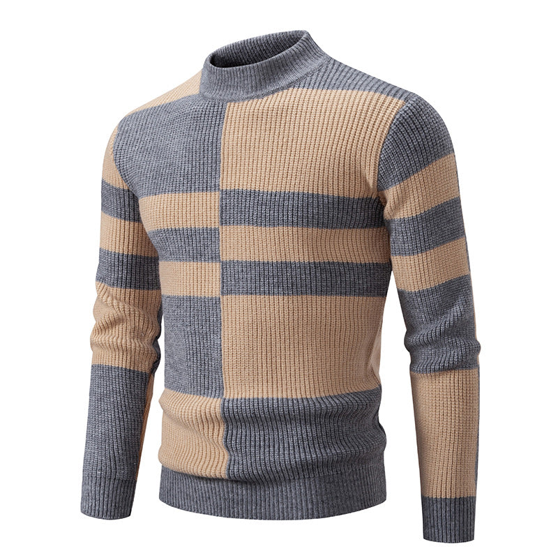 Herren Strukturierter Mockneck-Strickpullover mit asymmetrischem Blockmuster Shop Nory