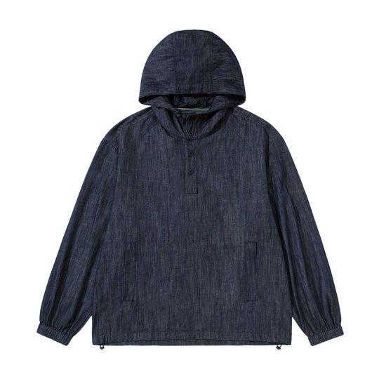Herren leichter Denim-Anorak mit Kapuze und halber Knopfleiste Shop Nory