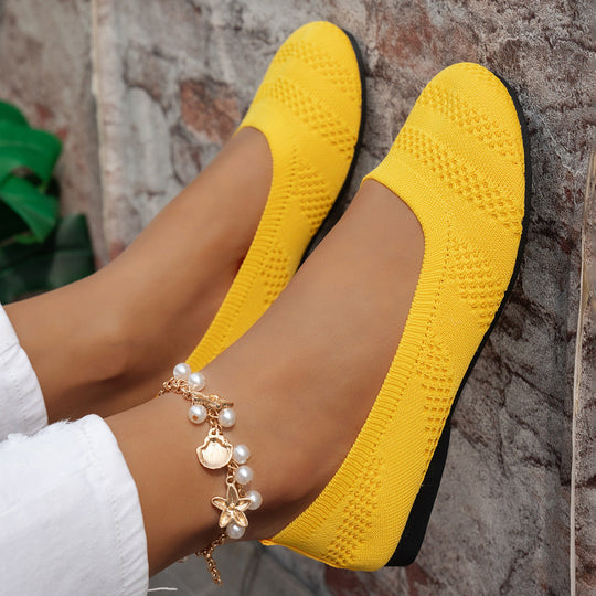 Damen Ballerinas mit elastischem Strickdesign und rutschfester Sohle