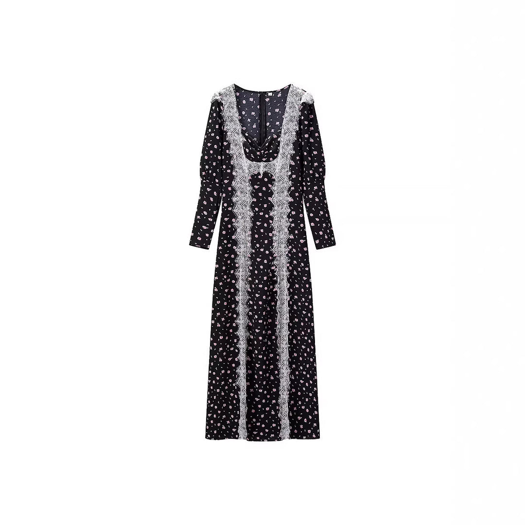 Damen Maxikleid mit Spitzenbesatz und floralem Alloverprint Shop Nory