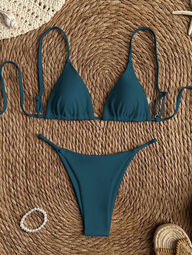 Damen trendiger Bikini mit Triangle-Oberteil und minimalistischem Unterteil Shopnory