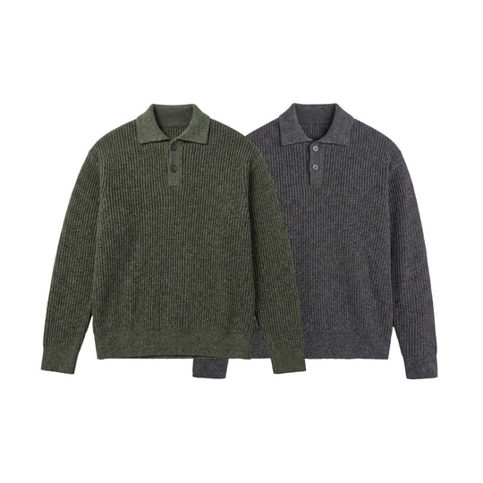 Herren Strickpullover mit Polokragen und markanter Rippenstruktur Shop Nory