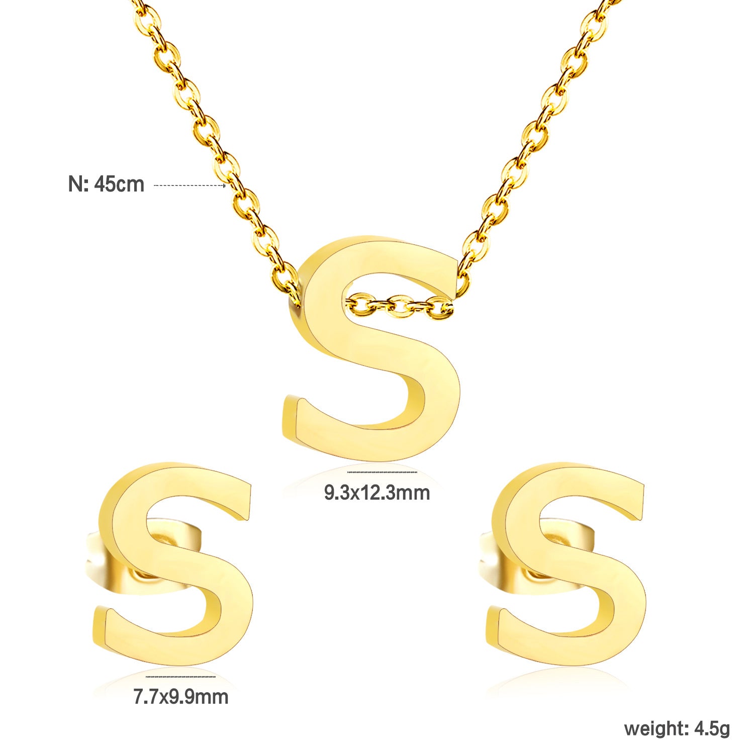 Damen Schmuckset mit K-Anhänger und passenden Ohrsteckern Shop Nory