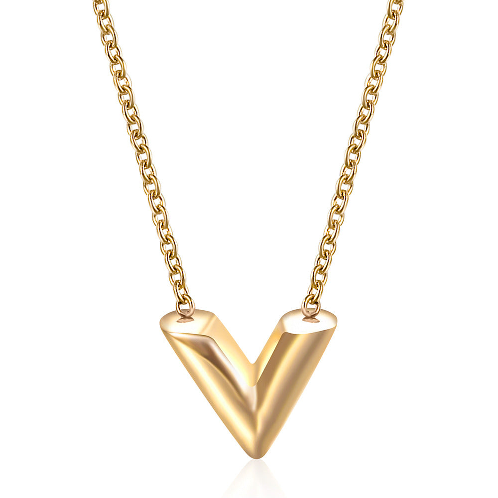 Damen Halskette mit modernem V-Anhänger und eleganter Gliederkette Shop Nory