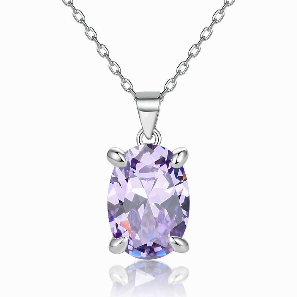 Damen Anhänger-Halskette mit ovalem, tiefgrünen Edelstein und hochwertiger Silberfassung Shop Nory