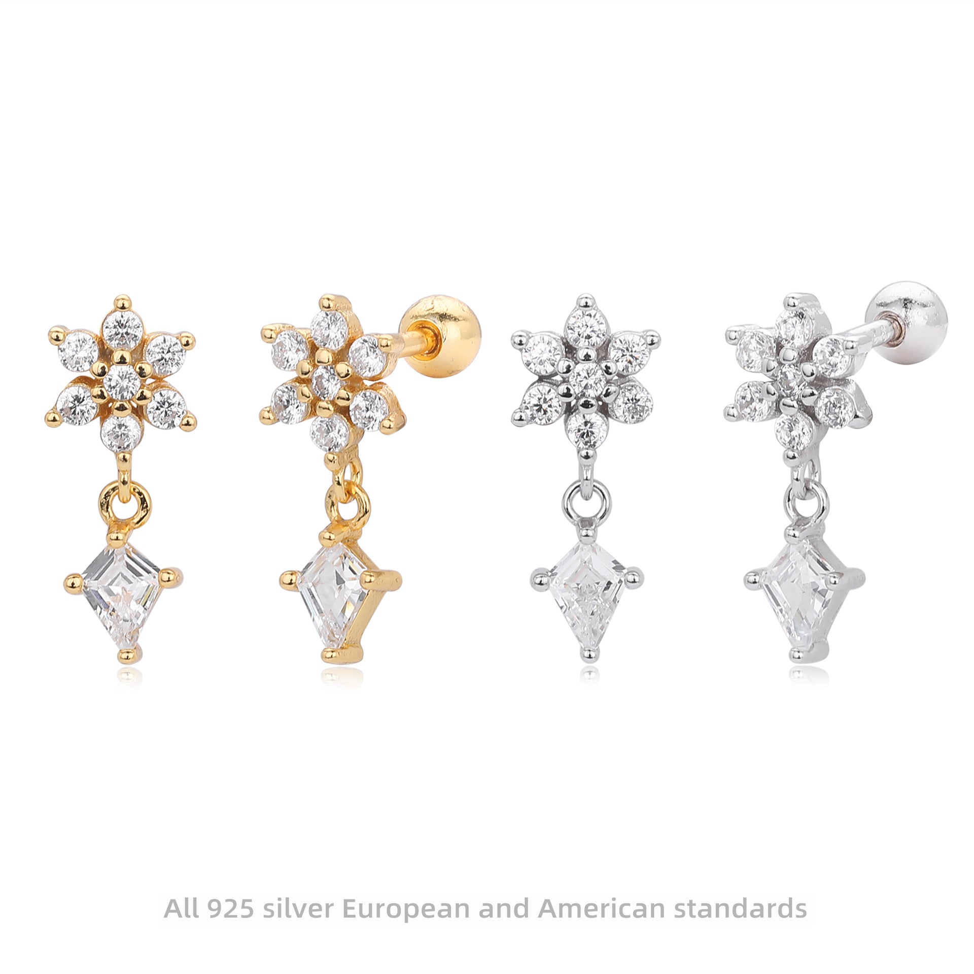 Damen Ohrhänger mit funkelnden Zirkon-Anhängern aus 925 Sterling Silber Shop Nory