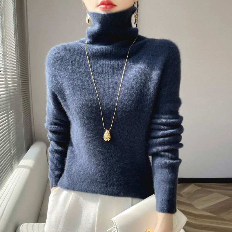 Damen Kurz geschnittener Rollkragenpullover aus weichem Kaschmir-Blend mit schmaler Silhouette Shop Nory