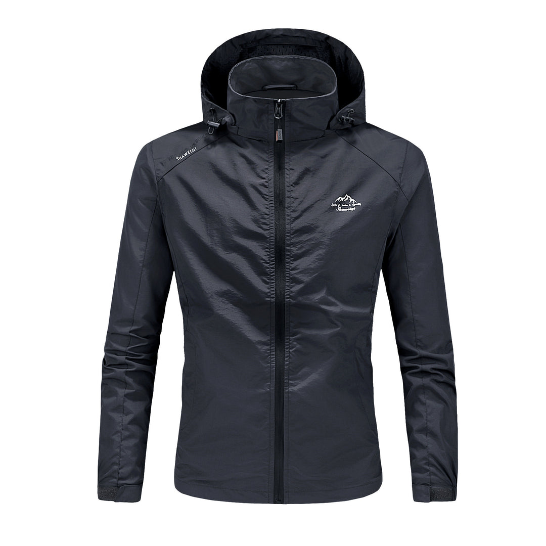 Herren Ultraleichte packbare Outdoorjacke mit hohem Kragen, Kapuze und atmungsaktivem Meshfutter Shop Nory