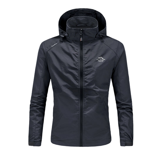 Herren Ultraleichte packbare Outdoorjacke mit hohem Kragen, Kapuze und atmungsaktivem Meshfutter Shop Nory