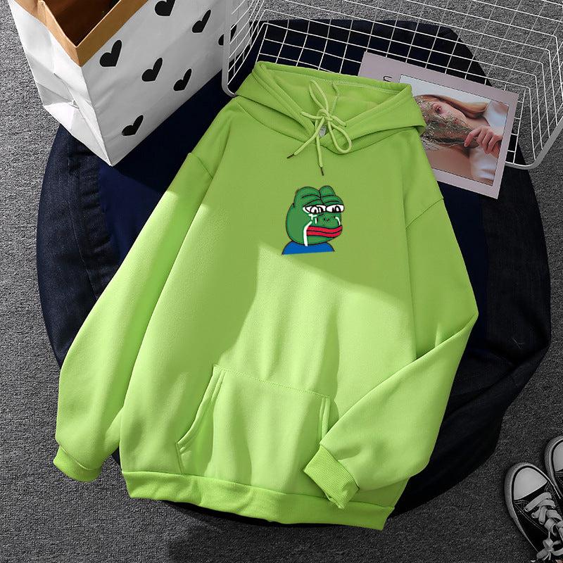 Unisex nan relaxed-fit Kapuzenpullover mit weichem Fleece-Futter, Kängurutasche und gesticktem Frosch-Emblem Shop Nory