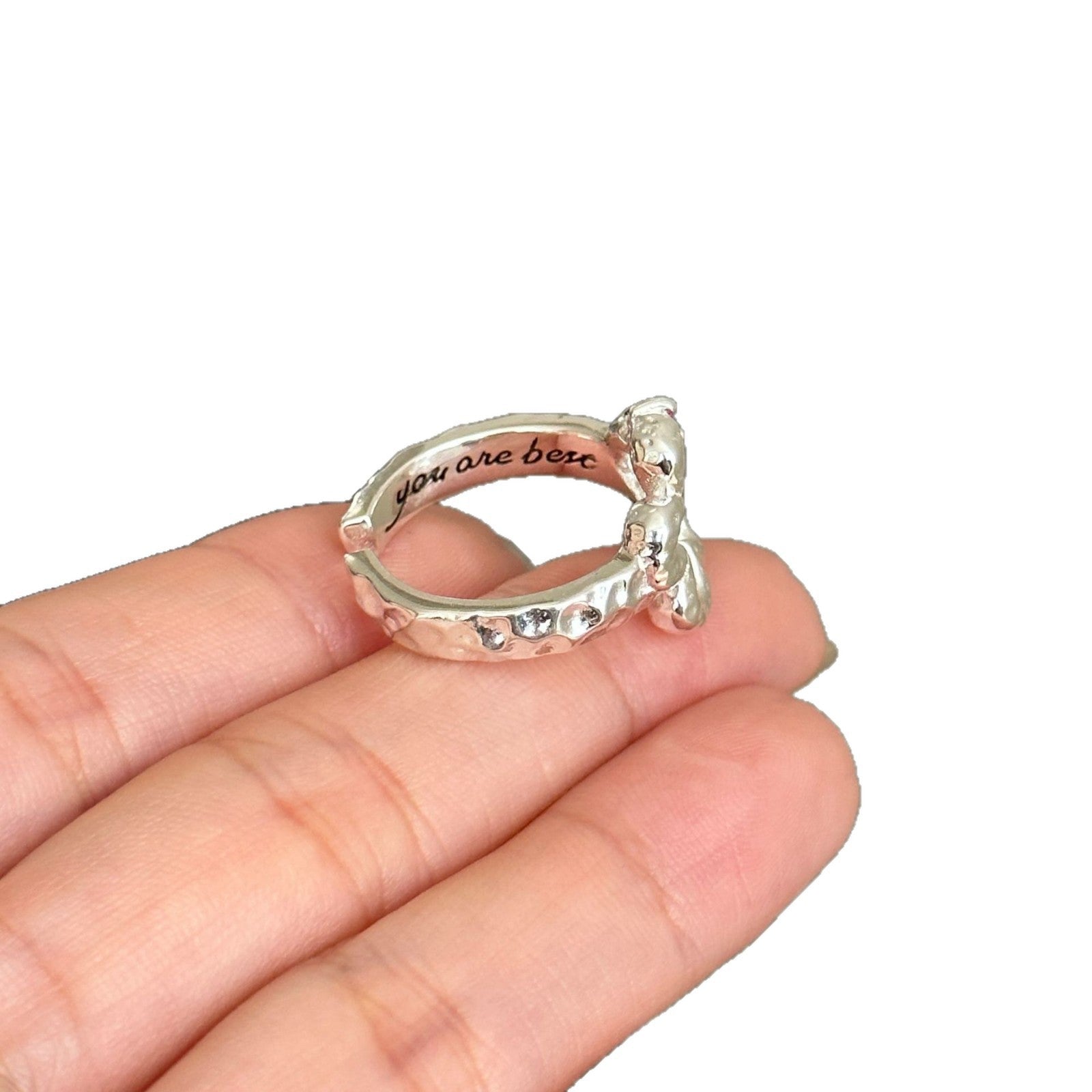 Damen Ring mit filigranem Blumenmuster und funkelndem Akzent Shop Nory
