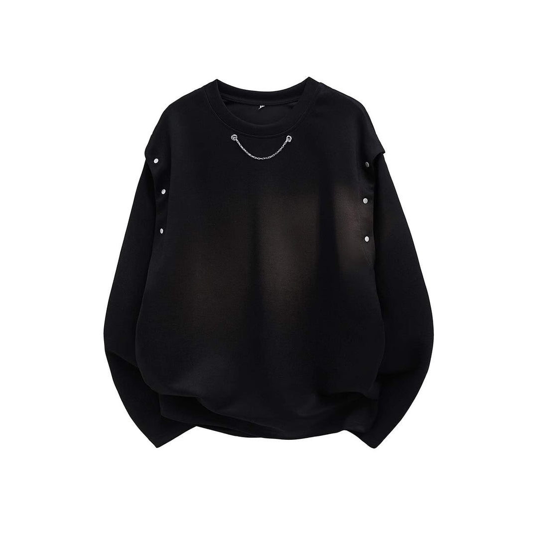 Damen Oversized Sweatshirt mit Ketten-Detail und Druckknopf-Ärmelöffnung Shop Nory