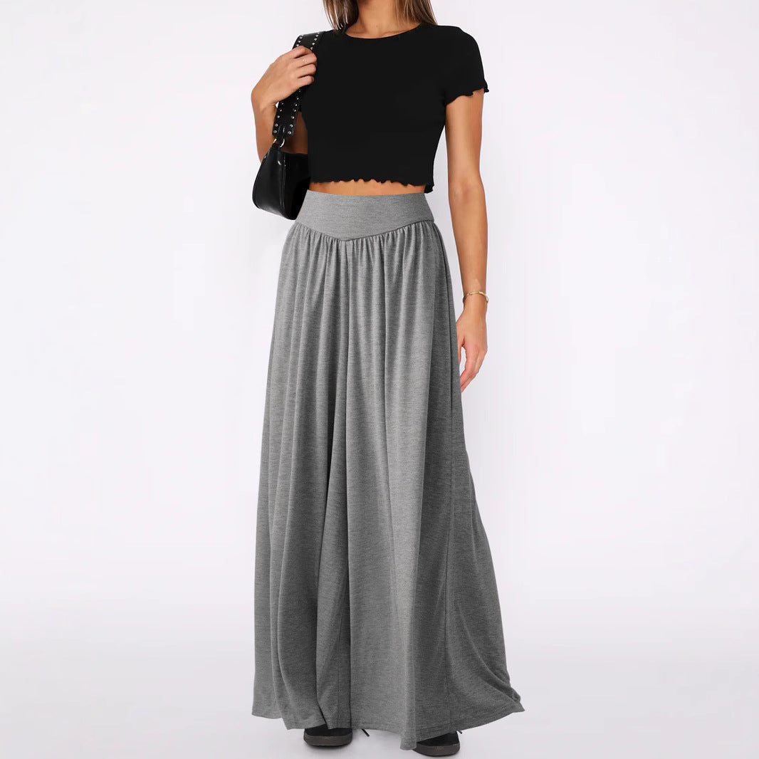 Damen weite Jersey-Hose mit hohem Bund