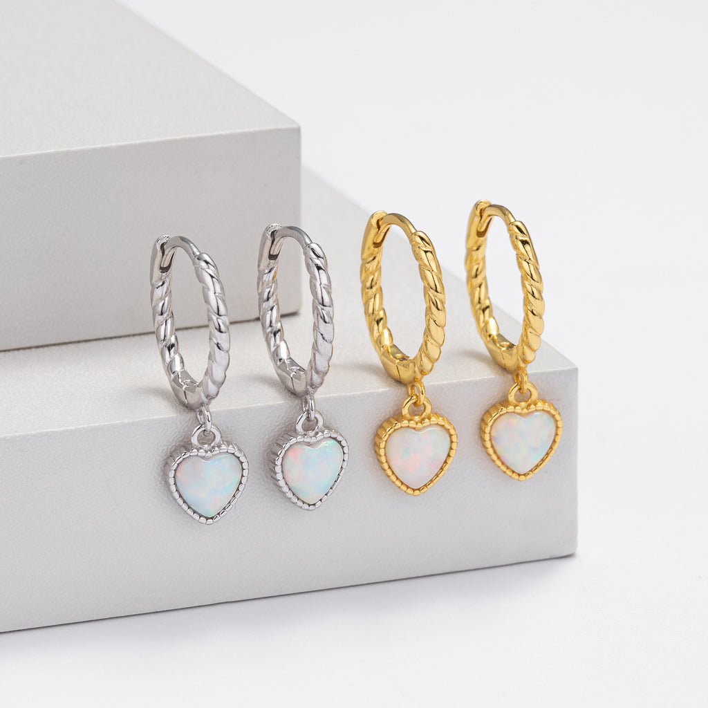 Damen Ohrhänger mit herzförmigem Opalanhänger und hochwertigem 925 Sterling Silber Shop Nory