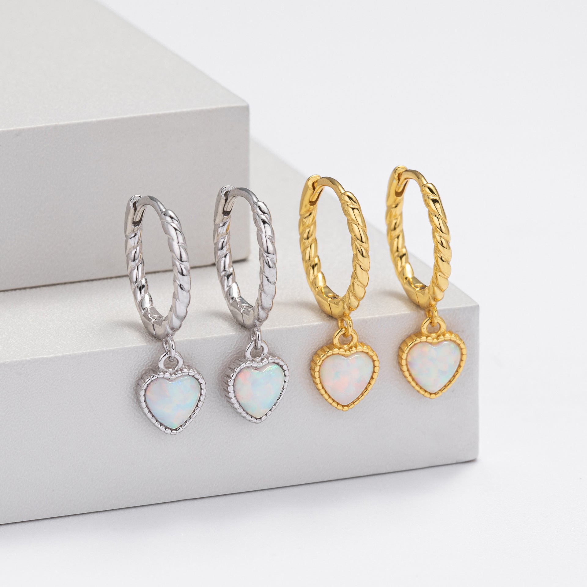 Damen Ohrhänger mit herzförmigem Opalanhänger und hochwertigem 925 Sterling Silber Shop Nory