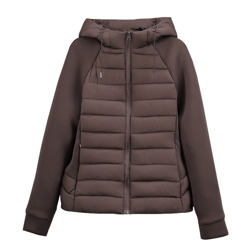Damen nan gesteppte Hybridjacke mit Kapuze, Softshell-Ärmeln und leichter Thermoisolierung Shop Nory