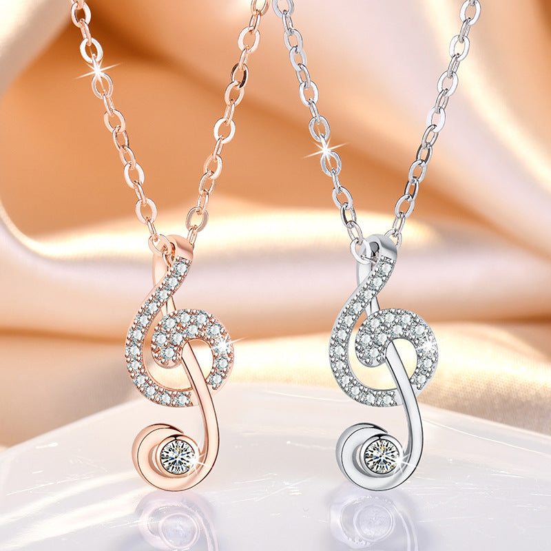 Damen Halskette mit kunstvollem Notenschlüssel-Design und funkelnden Zirkonia-Elementen Shop Nory