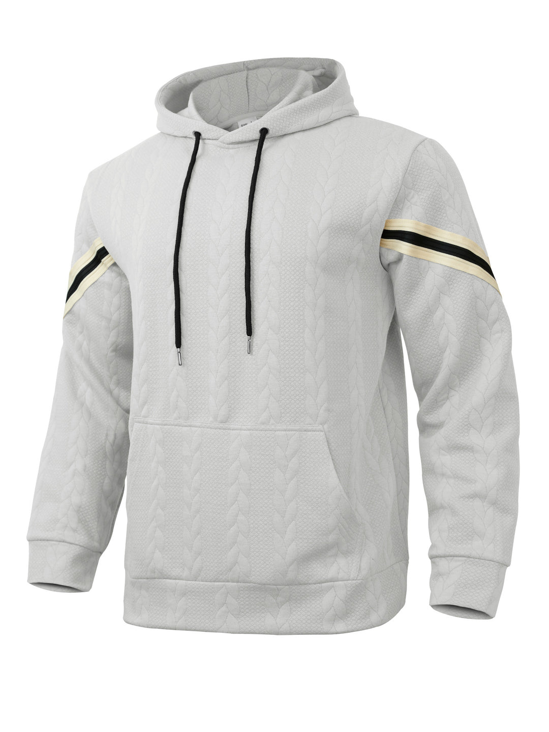 Herren Kabelstruktur-Kapuzenpullover mit Kängurutasche und Kontraststreifen Shop Nory