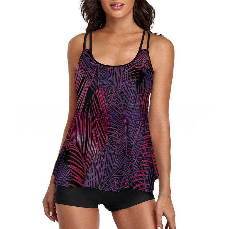 Damen Sportliches Tankini-Set mit bequemem Shorts und verstellbaren Trägern Shopnory