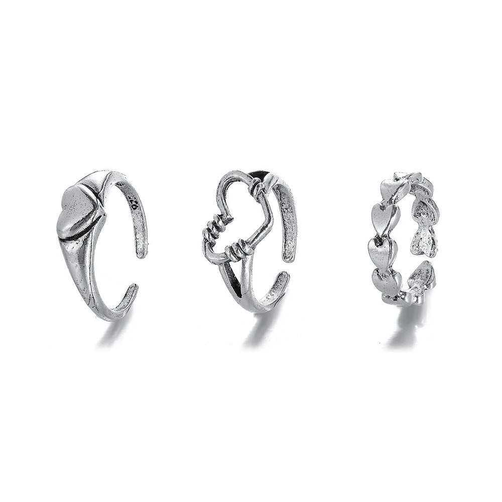 Damen Ring-Set mit romantischen Herz- und minimalistischen Designs Shop Nory