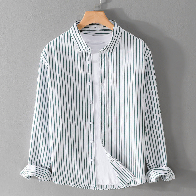 Herren Gestreiftes Oversize-Hemd aus leichter Baumwollmischung mit Kentkragen Shop Nory