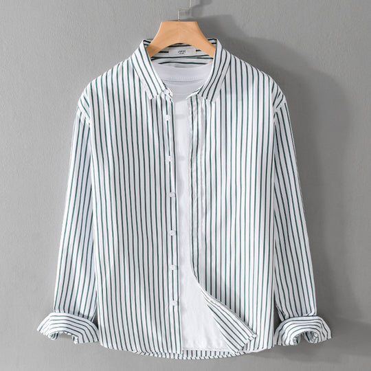 Herren Gestreiftes Oversize-Hemd aus leichter Baumwollmischung mit Kentkragen Shop Nory