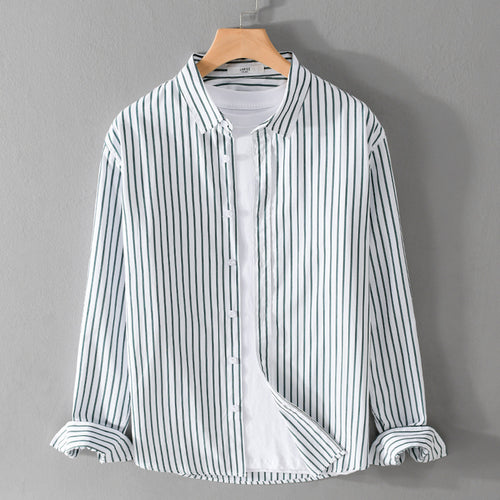 Herren Gestreiftes Oversize-Hemd aus leichter Baumwollmischung mit Kentkragen Shop Nory