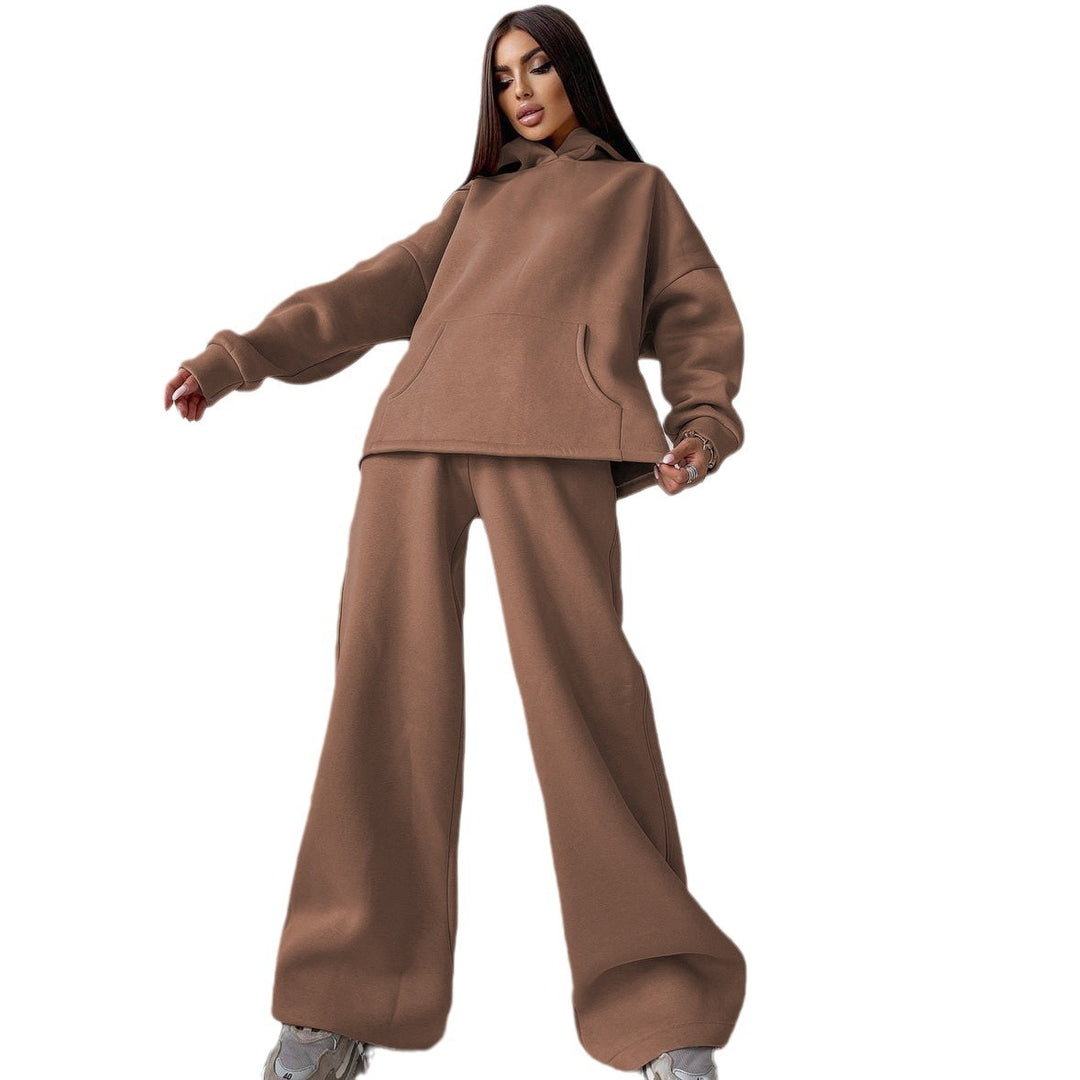 Damen zweiteiliges Lounge-Set mit sculpting High Waist Palazzohose und oversized Kapuzenhoodie Shop Nory