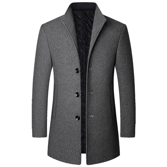 Herren Eleganter Kurzmantel aus Wollmischung mit gesteppter Innenlage und schlankem Stehkragen Shop Nory