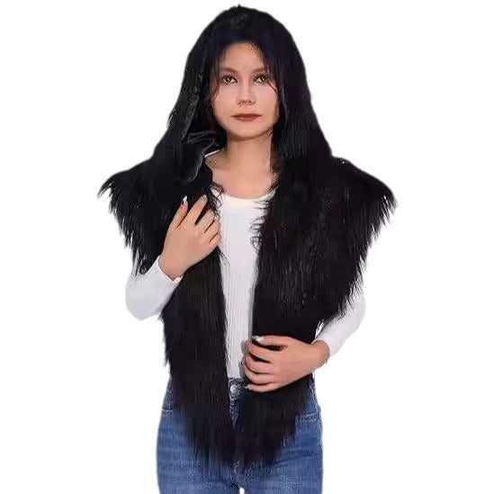 Damen Kapuzen‑Schalweste aus langflorigem Kunstpelz Shop Nory