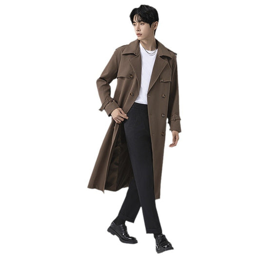 Herren Moderner Maxilanger Doppelreihiger Trenchcoat mit klassischem Revers und verstellbaren Manschetten Shop Nory