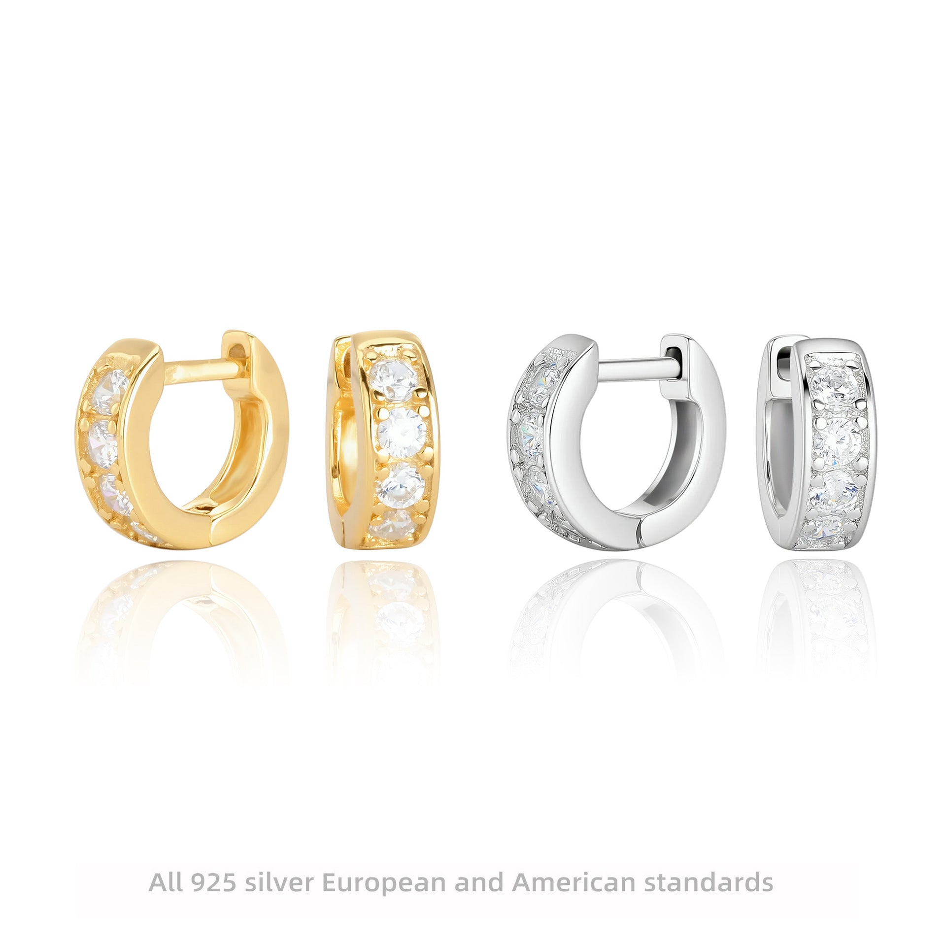 Damen Creolenohrringe mit funkelnden Zirkonsteinen aus hochwertigem 925er Sterlingsilber Shop Nory